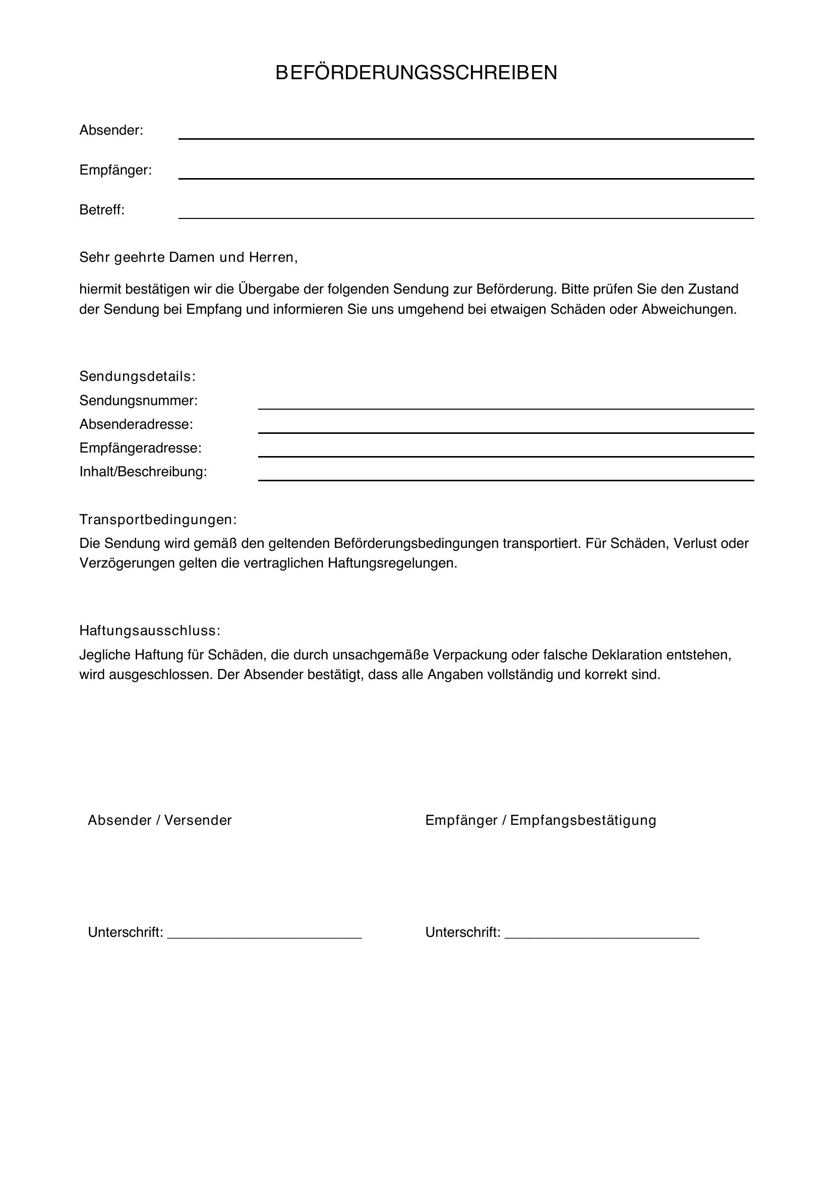 Beförderungsschreiben