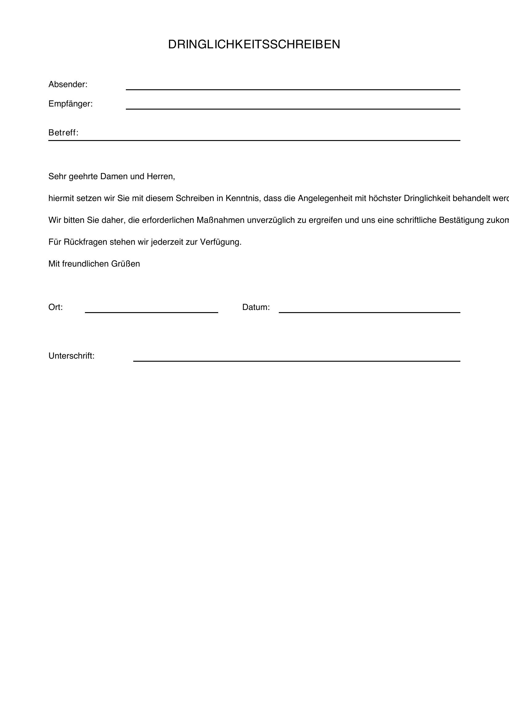 Dringlichkeitsschreiben
