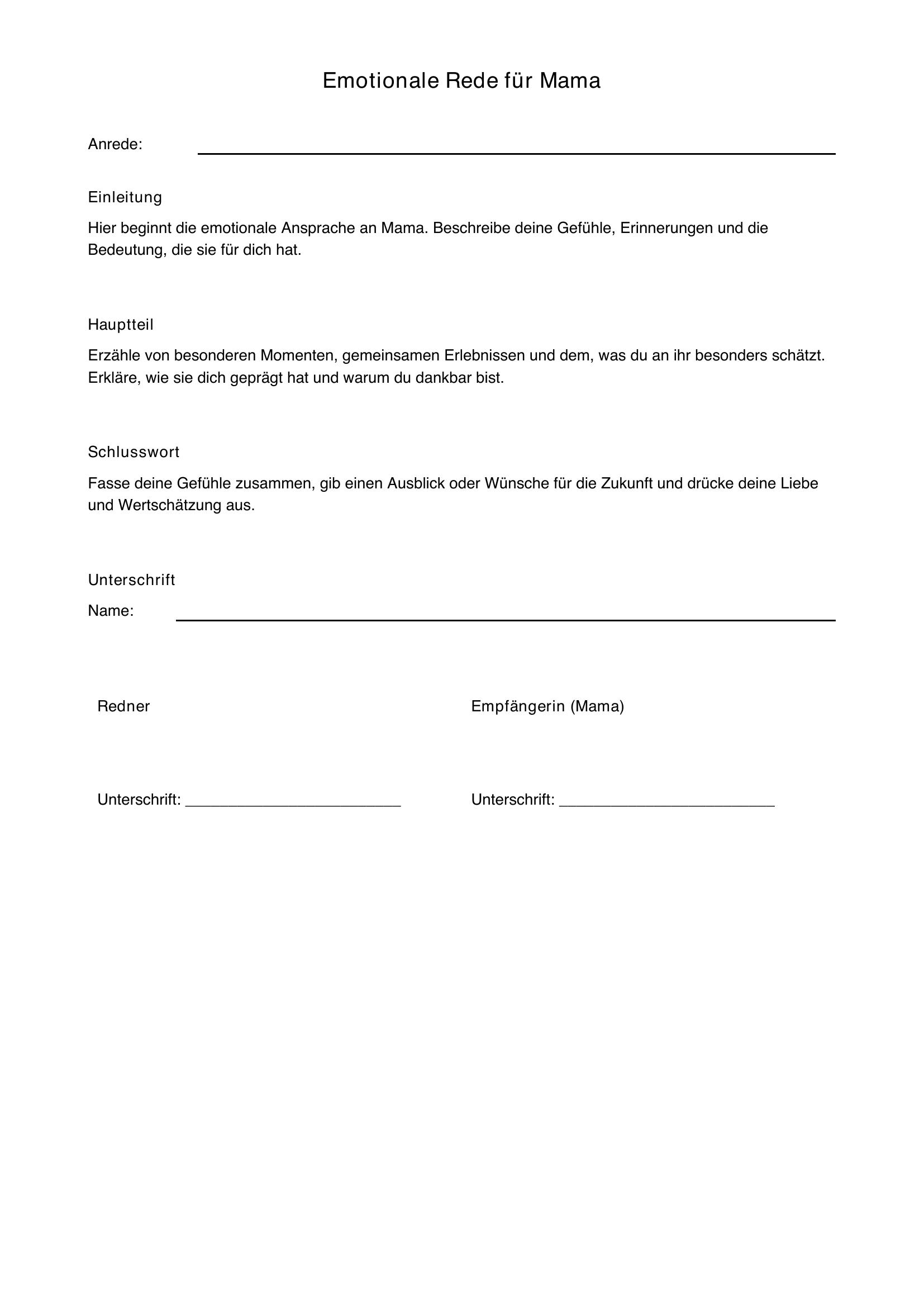 Emotionale Rede Für Mama