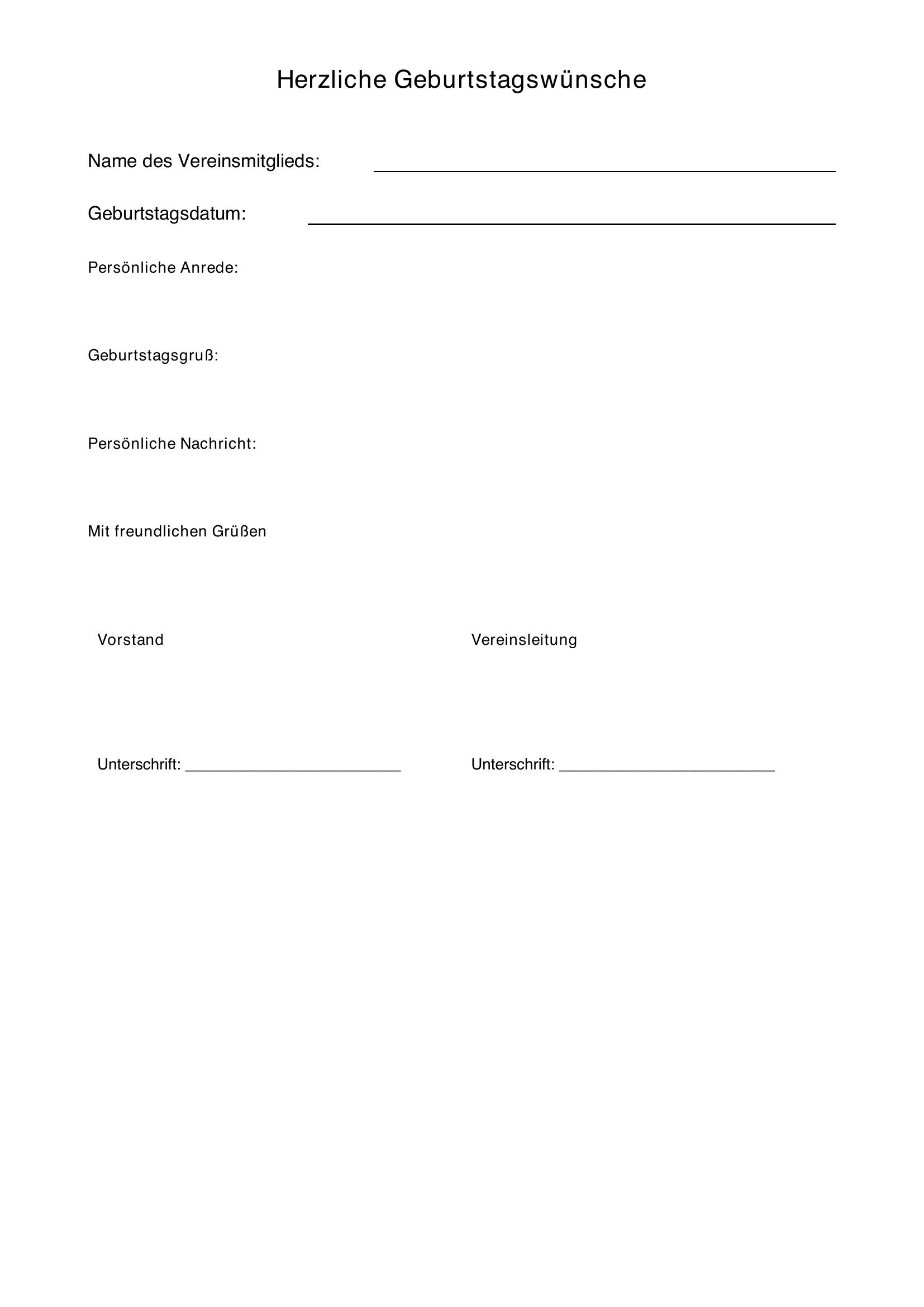 Geburtstagswünsche Vereinsmitglied