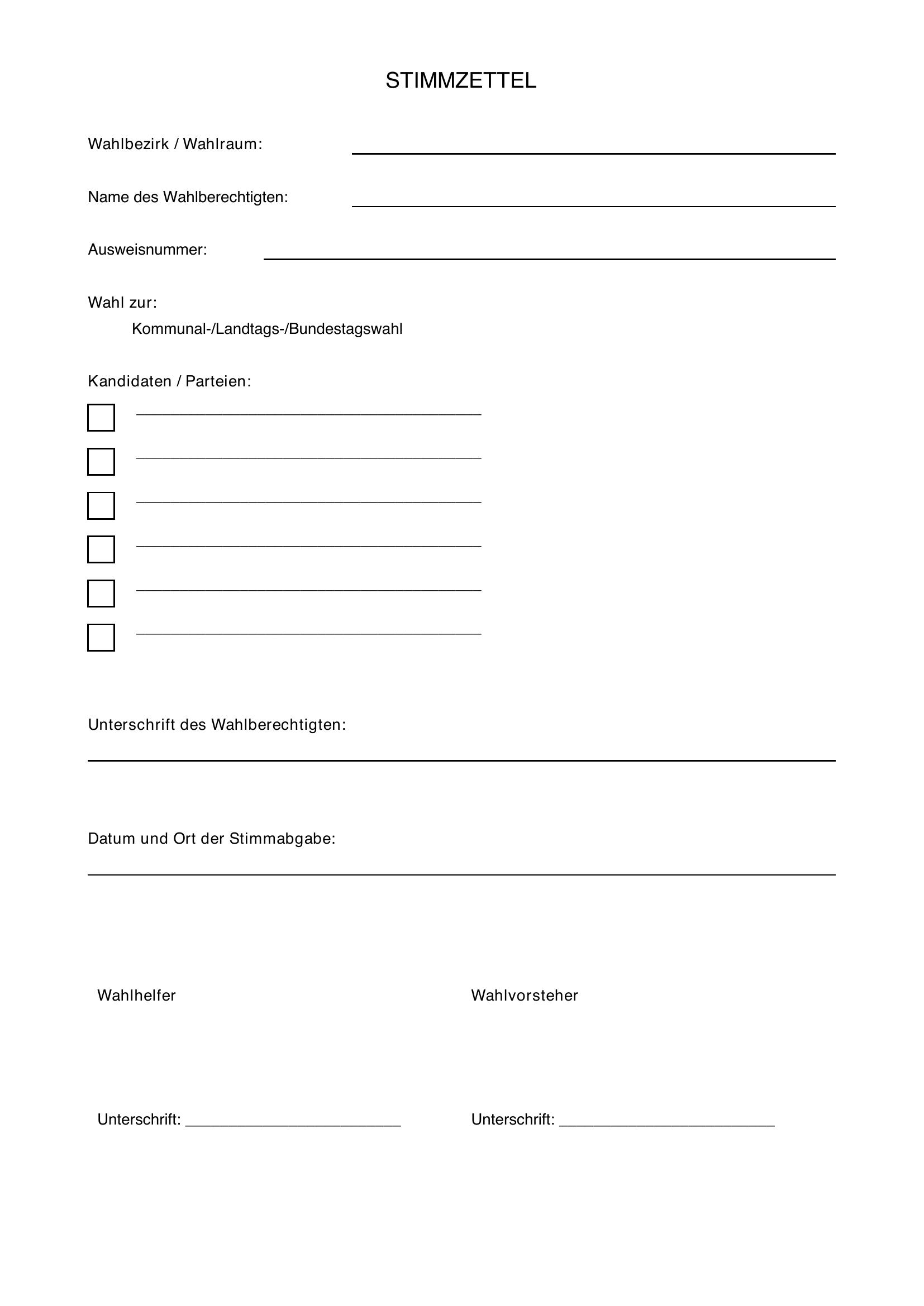 Stimmzettel Erstellen